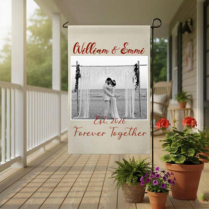 Personalized Photo Wedding Garden Flag | Custom Couple Anniversary Gift | Forever Together Yard Decor