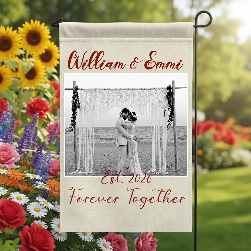 Personalized Photo Wedding Garden Flag | Custom Couple Anniversary Gift | Forever Together Yard Decor