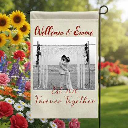 Personalized Photo Wedding Garden Flag | Custom Couple Anniversary Gift | Forever Together Yard Decor