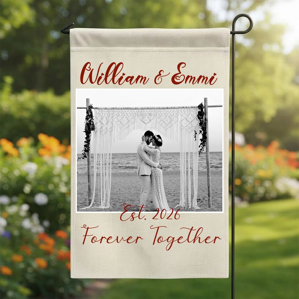 Personalized Photo Wedding Garden Flag | Custom Couple Anniversary Gift | Forever Together Yard Decor