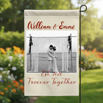 Personalized Photo Wedding Garden Flag | Custom Couple Anniversary Gift | Forever Together Yard Decor