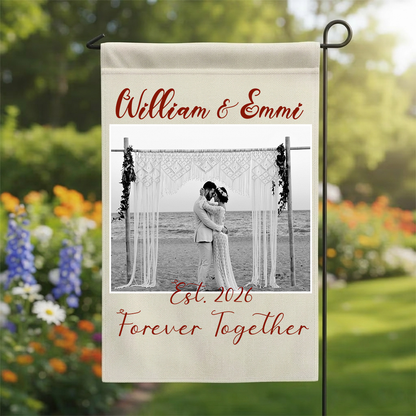 Personalized Photo Wedding Garden Flag | Custom Couple Anniversary Gift | Forever Together Yard Decor