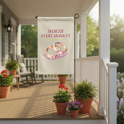 Personalized Wedding Anniversary Garden Flag | Custom Couple Names & Date Banner | Worth Every Moment Yard Decor